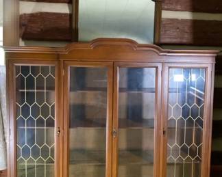 Vintage Wooden Bookcase And Mirror