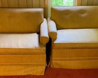 Two Piece Sleeper Sofas Mustard Color On Caster Wheels
