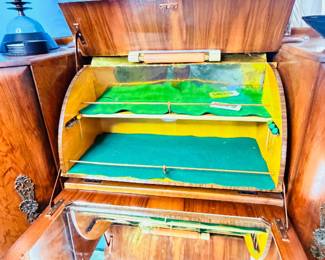 Art deco waterfall dry bar cabinet 