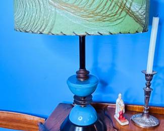 2 tier fiberglass shade mid-century Atomic Lamp 