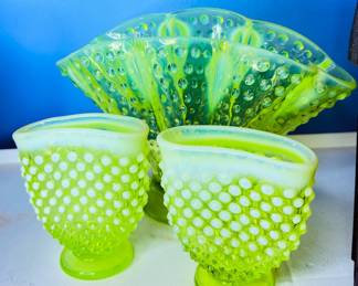 Uranium Glass Hobnail Fenton 