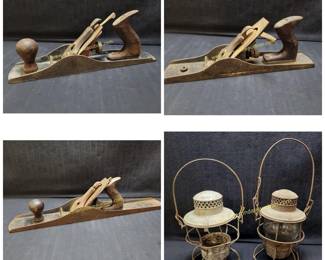 Vintage wood planes & RR lamps