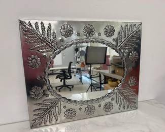Lot 6504  Mexican Folk Art Punched Metal Mirror