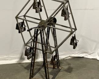 Lot 1506  Large 3ft Tall  Metal Folk Art Ferris Wheel