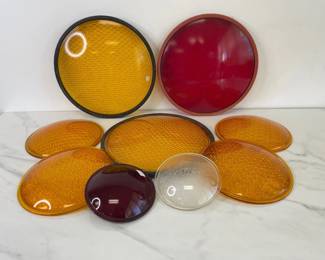 Lot 6078  Vintage Traffic Signal Light Lenses  RedYellowClear