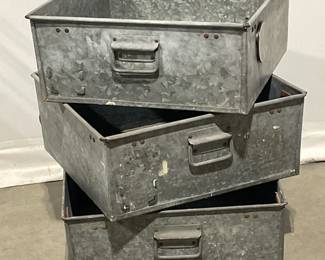 Lot 6059  Vintage Galvanized Metal Industrial Storage Bins