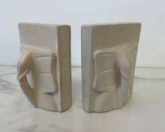 Lot 6246  Carved Stone Elephant Bookends