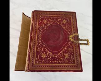 Lot 6447  Antique Over Sized Leather Bound Gilt Decorated Holy Bible Book
