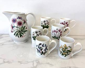 Lot 6186  Portmeirion Botanic Garden Water Jug Coffee Cups