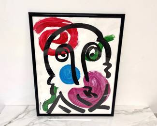 Lot 6309  Peter Robert Keil b. 1942 Abstract Face Signed Art Painting
