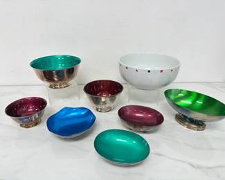 Lot 6284  Vintage Silverplate Enameled Bowls Sasaki Bowl
