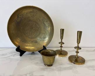 Lot 6614  Brass Candlesticks by Dorlyn Silversmiths Brass Dragon Platter Cup