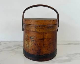 Lot 6330  Antique Firkin Lidded Sugar Bucket
