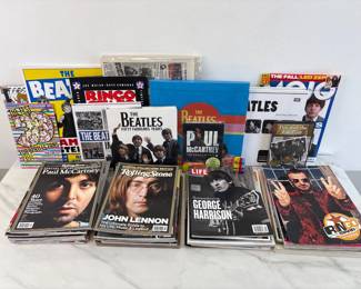Lot 6362  Vintage Beatles Memorabilia Books Magazines Guitar Picks Tote Bag