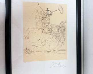 Lot 6311  Salvador Dali  Don Quixote in Sepia  Reproduction Art Print  with COA