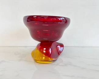 Lot 6616  Signed Art Glass Pedestal Bowl