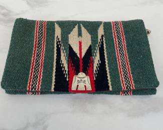 Lot 6332  Vintage Chimayo Wool Clutch Purse Ganscraft Native American Thunderbird