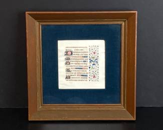 Lot 6282  Antique Illuminated Manuscript Leaf  Book of Hours