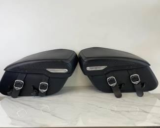 Lot 6080  Harley Davidson Road King Pair Hard Leather Saddlebag Baskets