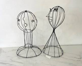 Lot 6053  Modernist Figurative Wire Art Sculptures  Hat Wig Stands