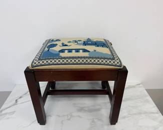 Lot 6505  Freeman  Co. Needlepoint Mahogany Stool