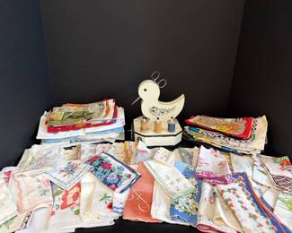 Lot 6544  Vintage Sewing Caddy Handkerchief Collection