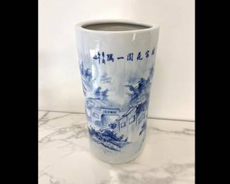 Lot 6087  Chinese Porcelain Landscape Design Umbrella Stand