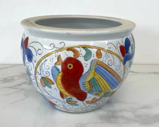 Lot 6426  Vintage Chinese WBI Porcelain Bird Fish Bowl Planter