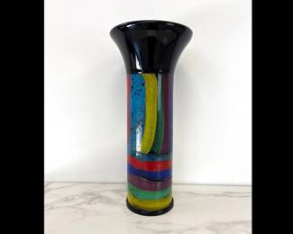 Lot 6070  Vintage Danilo Zanella Signed  Italian Artist  Murano Art Glass Tall Vase Umbrella Stand