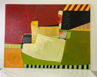 Lot 6159  Large Abstract Oil on Canvas Art Painting  Signed