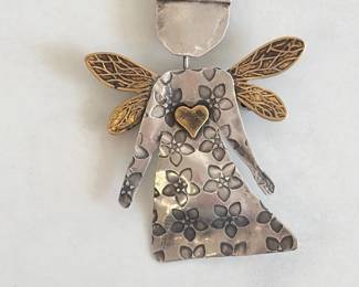 Lot 6209  Erica Sunken Sterling Angel Pin Brooch