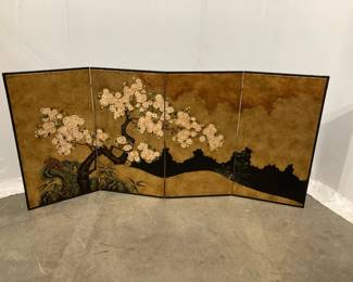 Lot 9249  Japanese Cherry Blossom Four Panel Folding Screen Wall Art