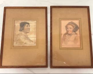 Lot 6276  Antique Signed Stippled Art Engravings  Portrait of the Lady Buts Portrait of John Poines