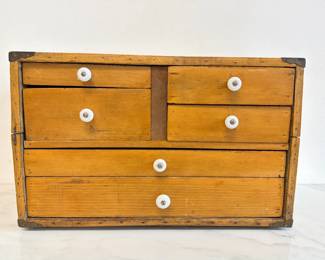 Lot 6531  Vintage Wooden Machinist Storage Chest