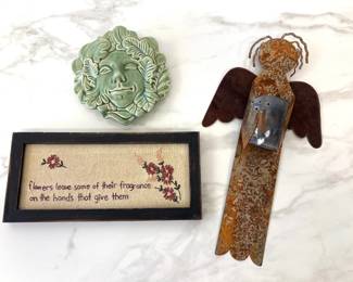 Lot 6181  Green Man Primitive Angel Flower Embroidery