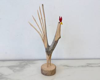 Lot 6484  Minnie Adkins Folk Art Rooster Carved Sculpture