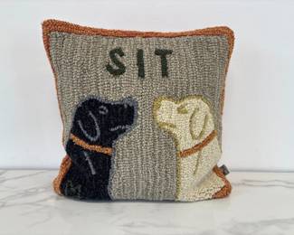 Lot 6553  Chandler 4 Corners Hand Hooked Dog Pillow Sit