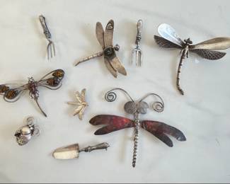 Lot 6208  Sterling Silver Dragonfly Gardening Pins Brooches