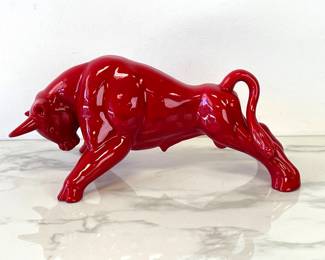 Lot 6240  Vintage Charging Red Bull Sculpture