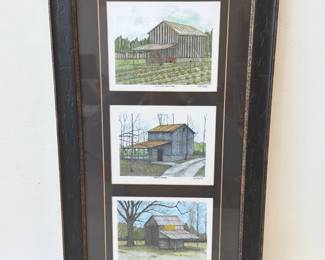 Lot 6474  Lealon McLeod Signed NC Tobacco Barn Art Prints