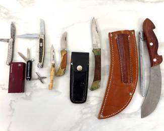 Lot 6084  Vintage Nontron Folding Knife Falcon Stainless Steel Skinning Knife More