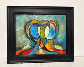 Lot 6314  Joy Baer Signed  Guilt Free  Abstract Art Painting on Canvas
