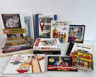 Lot 6437  Vintage Art Comic Coffee Table Books MAD, Doonesbury, Far Side, etc
