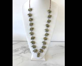 Lot 6139  Native American Zuni Fetish Green Bear Necklace