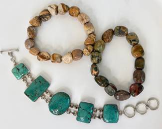 Lot 6586  Sterling Silver Turquoise Toggle Bracelet More