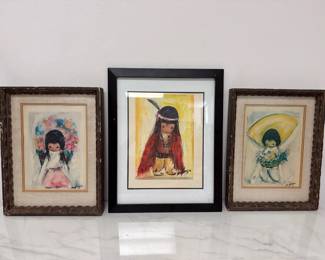 Lot 6265  Ted DeGrazia  Flower Girl Flower Boy Red Blanket  Art Prints