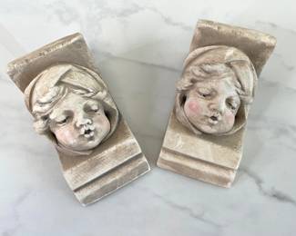 Lot 6054  Vintage Ceramic Cherub Corbels