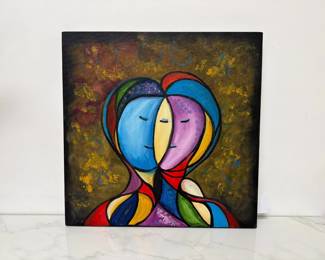 Lot 6313  Joy Baer Signed  Serenity  Abstract Art Fresco Casein on Canvas Painting