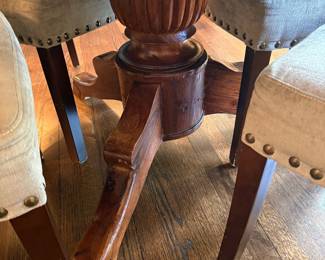 Wood pedestal dining table with 4 chairs