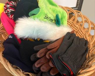 leather gloves and hats